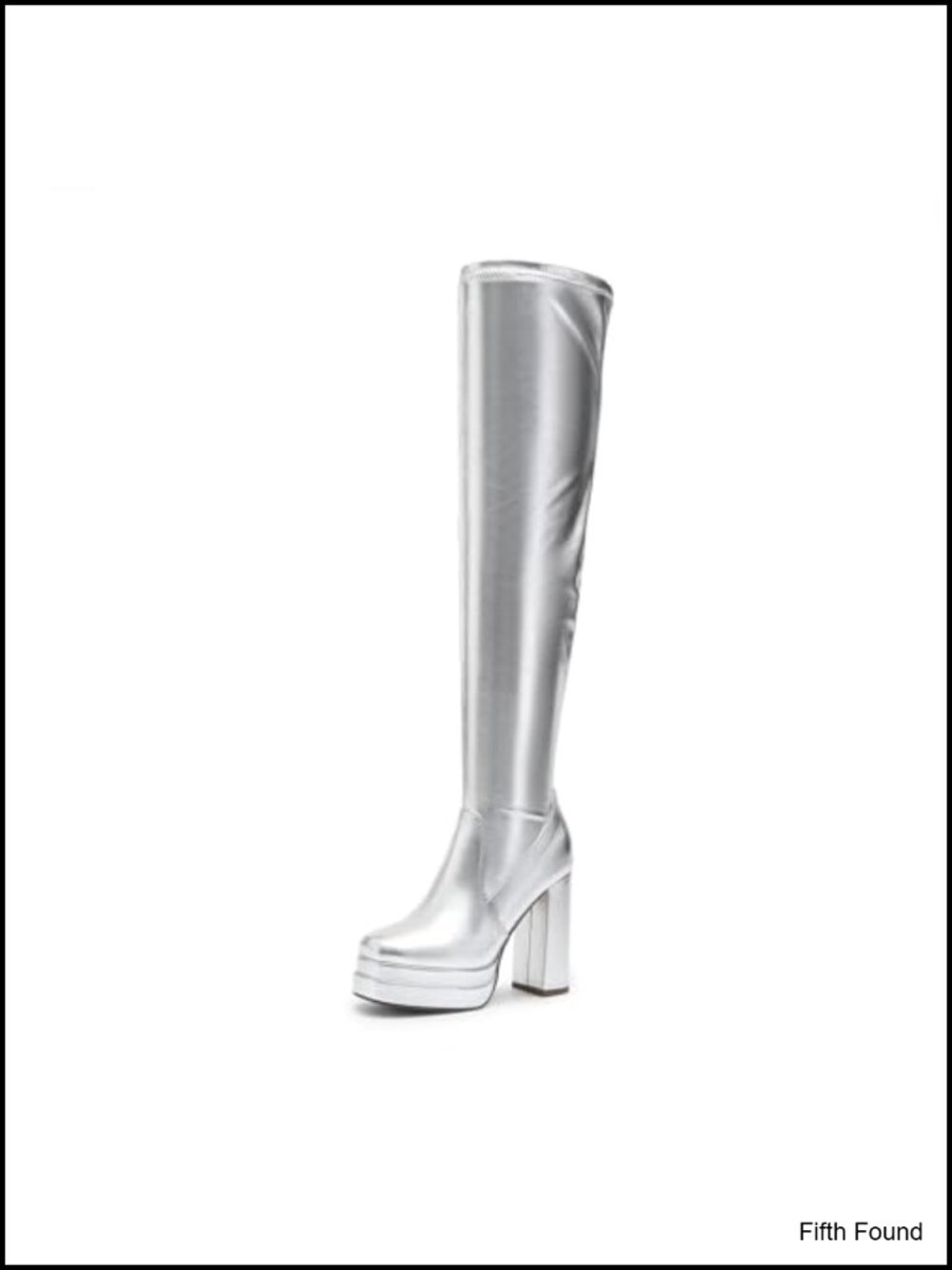 Platform Chunky Knee High Gogo Boots Faux Leather Side Zip